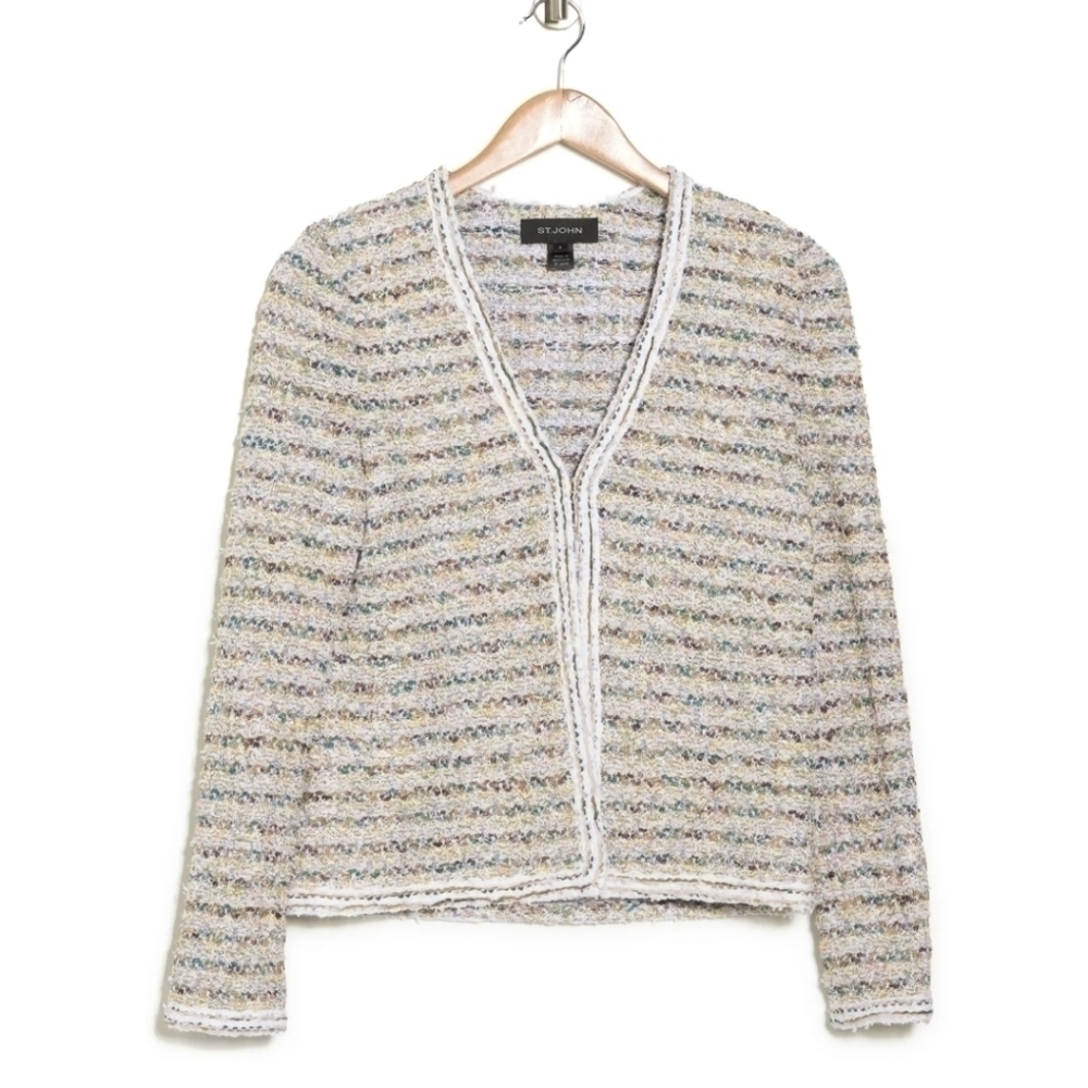 St. John Collection Soft Paper Eyelash Tweed Knit Jacket size 4 - Picture 4 of 9